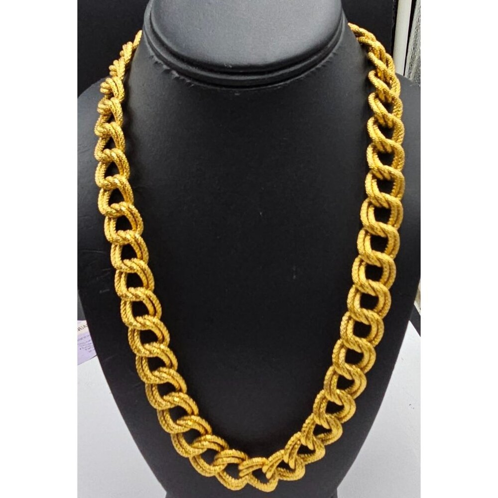 Vintage NAPIER Pat. # 4,774,74  Chain Necklace Gold Plated Textured Double Link